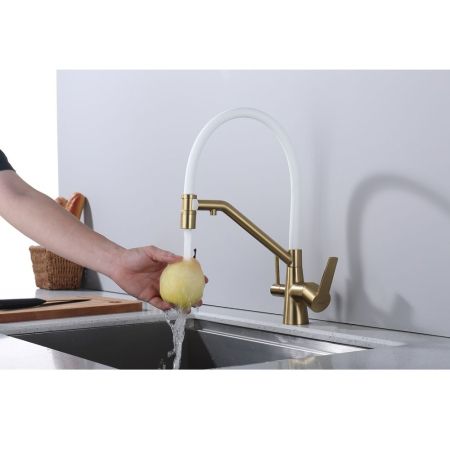 Смеситель для кухни с подключением фильтра Raglo R80.62.03, золотой сатин