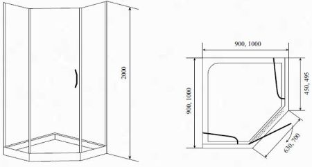 Душевой угол Timo 90*90*200 TL (BY-839/90C), артикул BY-839/90C