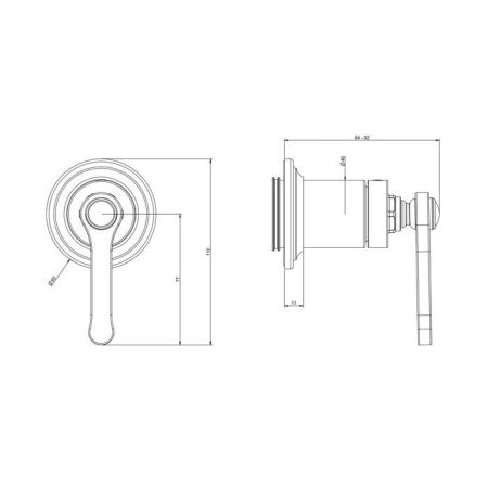 GESSI VENTI20 Смеситель встраиваемый, однорычажный, внешняя часть, цвет Antique Brass