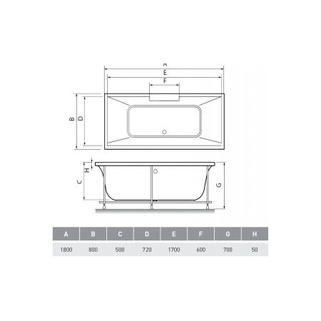 Ванна акриловая Relisan EcoPlus Дунай Гл000026740, 180х80, артикул Гл000026740