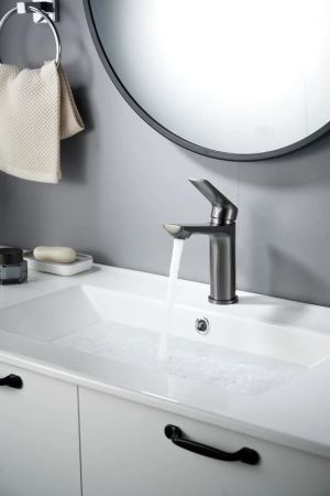 Cмеситель для раковины Knotlor KN-60/GM, оружейная сталь, артикул KN-60/GM