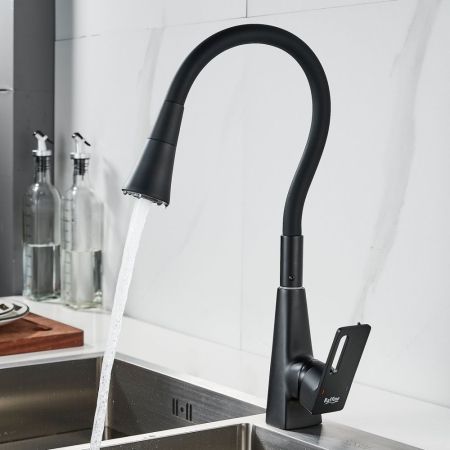 Смеситель для кухни с гибким изливом Raffine F313H-3, черный
