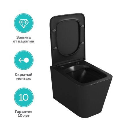 Унитаз подвесной  безободковый OWL Vatter Ruta-H  Matt Black с сиденьем DP микролифт