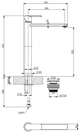 Смеситель для накладной раковины CEZARES GLAM-LC, артикул GLAM-LC-01-W0