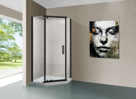 Душевой уголок Stresa VSP-1S100CLB, 1000*1000, черный, стекло прозрачное, артикул VSP-1S100CLB