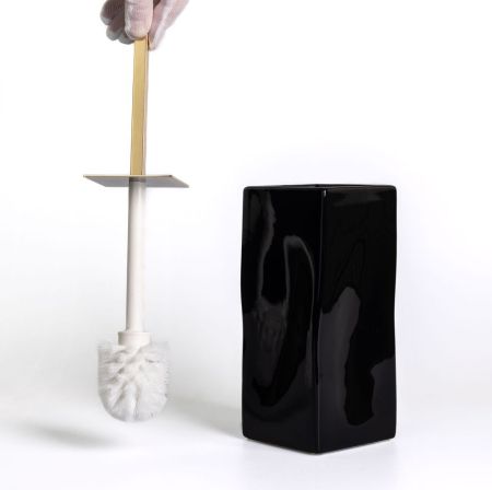 Stil Haus Prisma, напольный керамический ёрш, цвет золото - черная керамика, артикул PR796(16-NE)