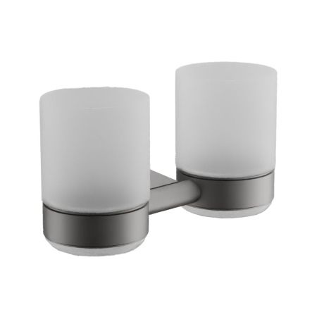 Стакан для ванной комнаты двойной BELZ B91208, оружейная сталь, артикул B91208