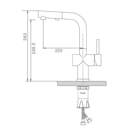 Смеситель для кухни с выдвижным изливом Raglo R86.49.05, сатин