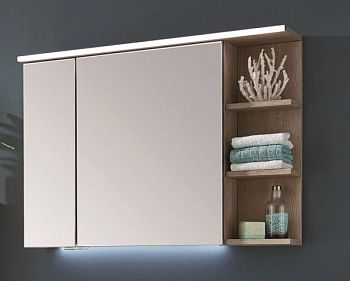 Puris Purefaction, зеркальный шкаф (2 двери) с LED подсветкой 900 мм правый, цвет дуб чарлстон