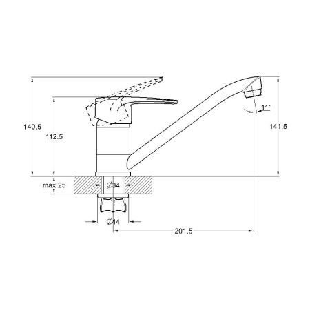 Смеситель для кухни G.Lauf 4T4-A180, хром