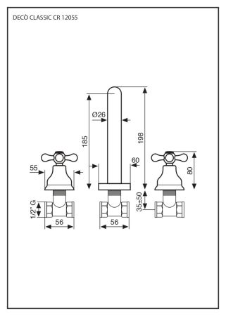 Настенный смеситель Deco Classic для кухни, цвет белый-хром, артикул 12055BC