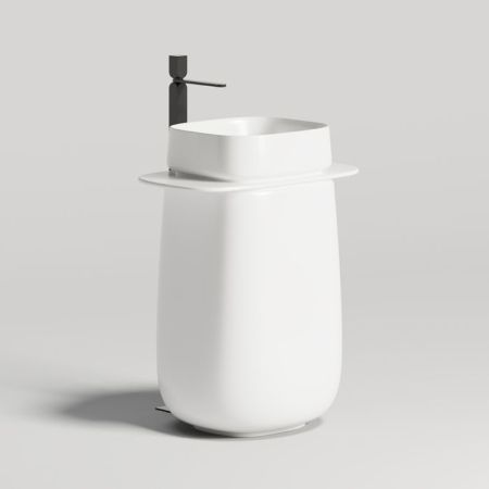 Salini ORIENTE TOTEM Раковина напольная, 700х490х900 мм, S-Sense, матовый, декор.накладка на слив, выпуск, сифон, белая, артикул 1303101M