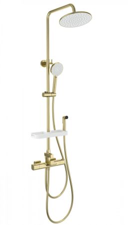 Душевая система с гигиеническим душем и термостатом WONZON & WOGHAND Plate, Брашированное золото (WW-C3017-A1-BG), артикул WW-C3017-A1-BG