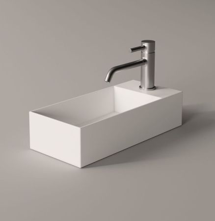 Alice Spy, подвесная прямоугольная раковина 45x20x11h см c крепежом fix01, цвет белый глянцевый, артикул 34110101