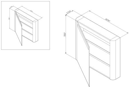 M30MCL0801WG Sensation, зеркало, зеркальный шкаф, левый, 80 см, с подсветкой, белый, глянец, шт, артикул M30MCL0801WG