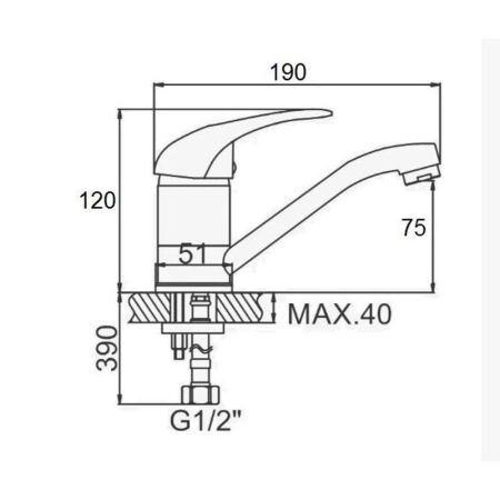 Смеситель для кухни D-Lin D151409, хром