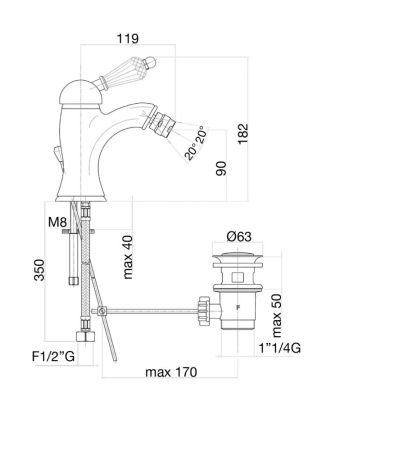 Смеситель для биде Fiore IMPERIAL-SKY  (SWAROVSKI®) 82CR5321, хром