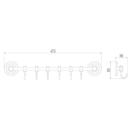 Планка с крючками Savol S-007176, хром, артикул S-007176