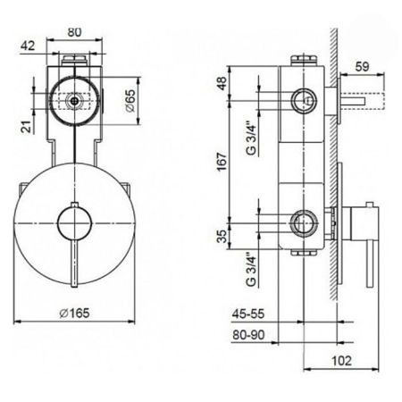Fantini Внутренняя часть термостатического смесителя для душа, 2 источника, 3/4", артикул 19 00 6002A