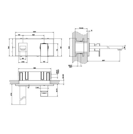 Gessi Rettangolo Встраиваемый однорычажный смеситель, излив 256мм(внешние части), цвет: черный, артикул 44838#299
