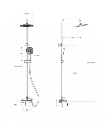 MARINO Комплект для ванной - душевая стойка и смеситель для раковины, артикул MARINO-DOCM/LVM-CRM