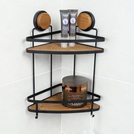 Полка металличеcкая угловая FIXSEN MAGIC  FX-940B-2, черный/коричневый