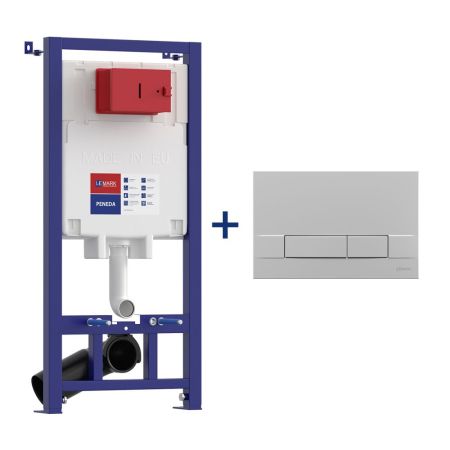 Комплект 2в1: Инсталляция Lemark PENEDA для унитазов с кнопкой смыва BIT хром матовый (9880314), артикул 9880314