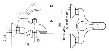 Смеситель для ванны Rav Slezak Labe L054.5BC