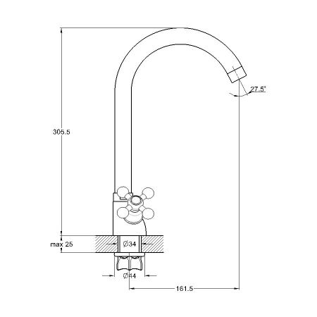 Смеситель для кухни G.Lauf QTZ4-A827, хром