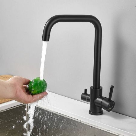 Смеситель для кухни с подключением фильтра воды Haiba HB43829-7, черный