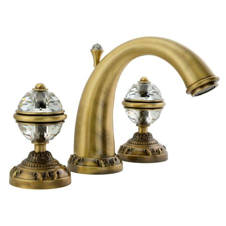 CRISTALIA Смеситель для раковины, на 3 отв., ручки CRYSTAL, бронза, артикул 18583