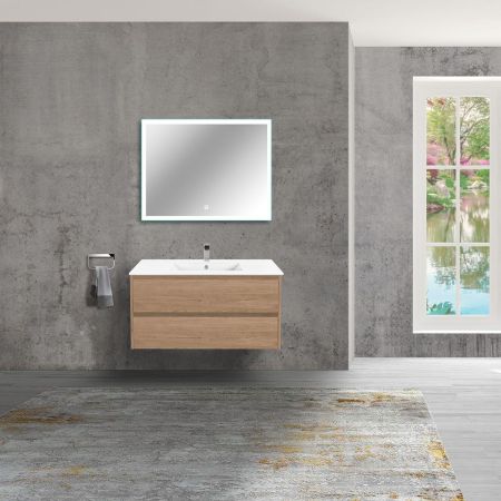 База под раковину Gio 100 подвесная, 2 выкатных ящика soft-close, N.Oak, артикул VMC-2G100NO