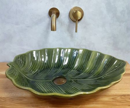 Раковина-чаша Bronze de Luxe Leaf 55 2430 Зеленый глянец
