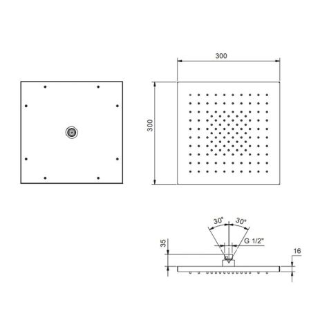 FANTINI Верхний душ 300х300 мм., цвет черный матовый, артикул 79 13 K053