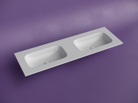Раковина накладная мебельная Ceramicanova Грация (Grace) прямоугольная 1410x457x137 с двумя чашами без отверстий под смеситель цвет белый CN7022wx, артикул CN7022wx