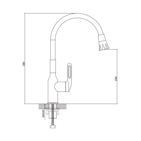 Смеситель для кухни с гибким изливом Raffine F303L-3, сатин