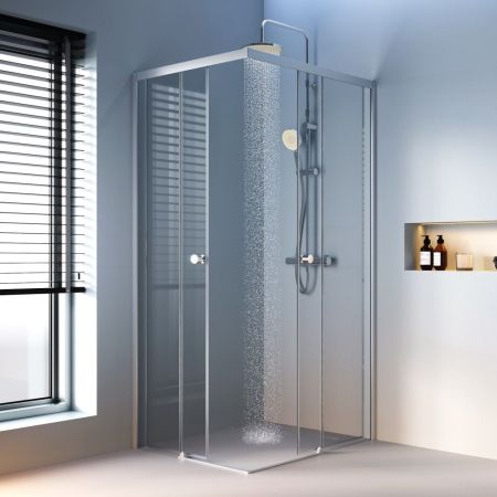 W94G-403-10080-MТ Душевое ограждение X-Joy Square Slide 100х80, мат хром, прозрачное, артикул W94G-403-10080-MТ