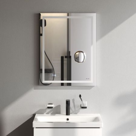 M91AMOX0553WG Универсальное зеркало с контурной Led-подсветкой, часами и косметическим зеркалом, 55 M91AMOX0553WG Универсальное зеркало с контурной Led-подсветкой, часами и косметическим зеркалом, 55