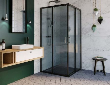 Душевой уголок Alex Baitler AB 144-B90 90x90 профиль Черный стекло тонированное