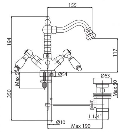 Смеситель для биде Cezares Diamond DIAMOND-BS2-03/24-Sw-N Золото 24 карата, артикул DIAMOND-BS2-03/24-Sw-N