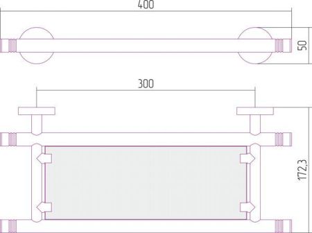 Полка КАНЬОН стеклянная / L 400 (Без покрытия), артикул 00-3003-0400