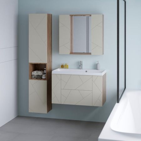 Тумба под раковину подвесная Бриклаер КРИСТАЛЛ латте, 90 см, артикул 4627125416958