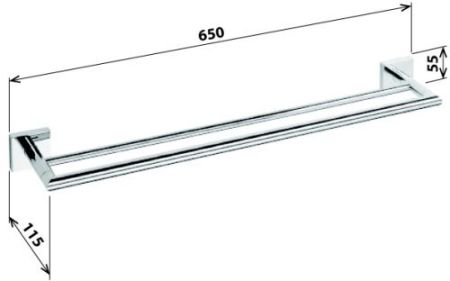 Полотенцедержатель Beta двойной  650x55x110мм, хром, артикул 132204052