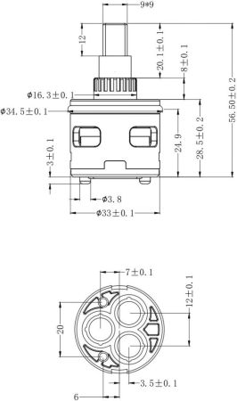Картридж 33мм Savol для переключателя душа (S-FX08), артикул S-FX08