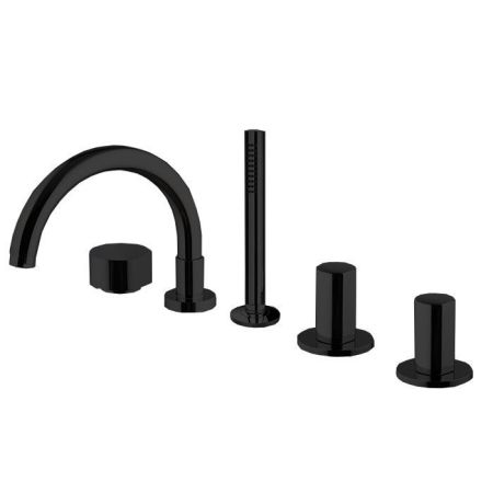 Fima Carlo Frattini So Смеситель на борт ванны, с 5 отв., с ручным душем, цвет: чёрный матовый, артикул F3174NS