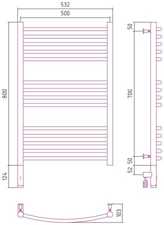 Полотенцесушитель электрический "БОГЕМА 3.0" 800х500 / МЭМ левый (Сатин), артикул 071-5802-8050