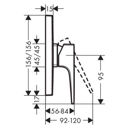 Смеситель для душа, Hansgrohe, Metropol, тип открывания воды-однорычажный, тип регулирования воды-керамический узел смешивания, тип установки-встраиваемый, внутренняя часть-необходимо заказать, цвет-белый матовый, комплектация-розетка, рукоятка, гильза, ф, артикул 32565700