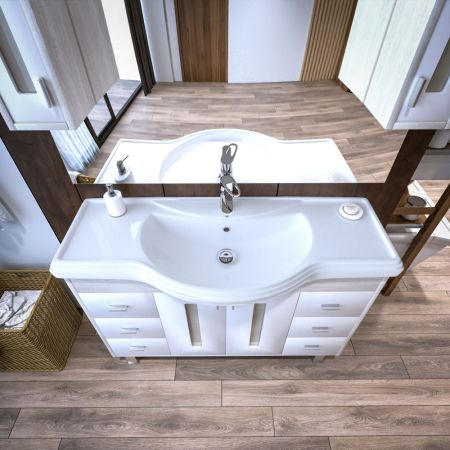 Тумба под раковину напольная Бриклаер БАЛИ светлая лиственница/белый, 120 см, артикул 4627125412073