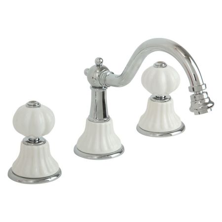 OLIVIA Смеситель для биде на 3 отв., донный клапан "click-clack", бел./хром, артикул 19002