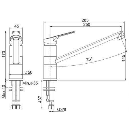 FIMA|Carlo Frattini Kitchen Смеситель (Serie 4) для кухни, вращающийся излив, цвет хром, артикул F3797CR